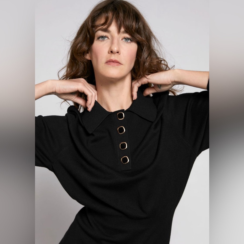 EUC & Other Stories Knitted Black Polo Sweater Dress. Size Medium. - Picture 5 of 8